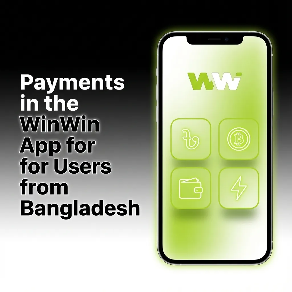 WinWin app screen showing Bangladesh payment methods: Mob Cash, bKash, Nagad, Rocket, Upay, TAP, Perfectmoney, crypto.
