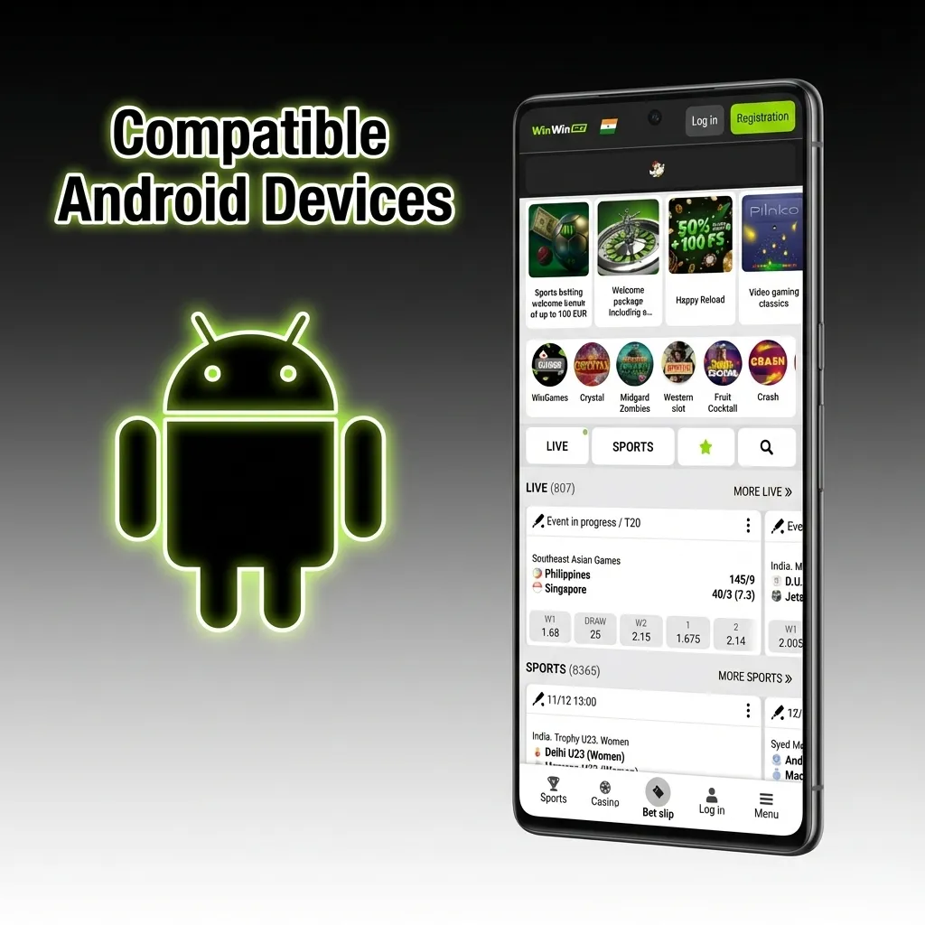 Graphic listing compatible Android phones and tablets in Bangladesh for smooth WinWin app performance.