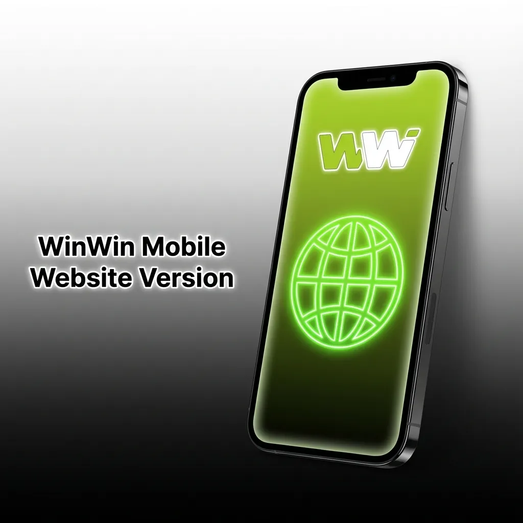 Smartphone displaying WinWin mobile website with betting, casino games, and account options in a browser interface
