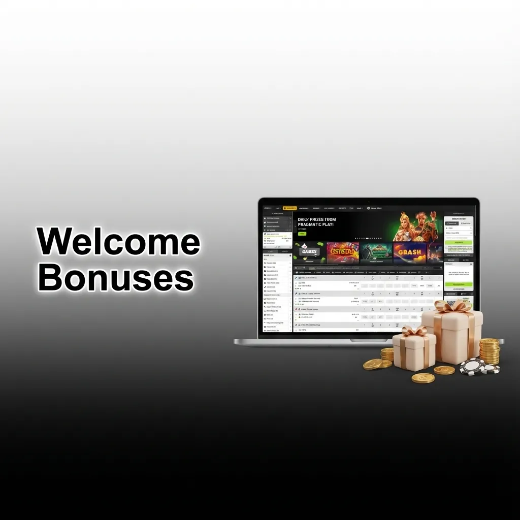 Welcome bonus banner showing 200% casino bonus, 150 free spins, and 100% sports bonus with wagering and 7-day validity